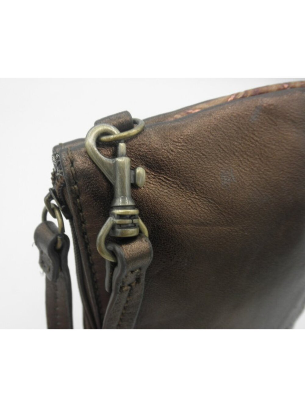 Sharif Pearlized Bronze Leather Wristlet Pouch Very Good Condition - Picture 14 of 14